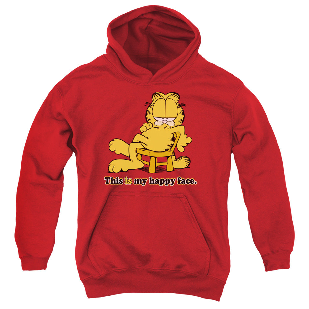 Garfield - Happy Face - Youth Pull-over Hoodie - Red