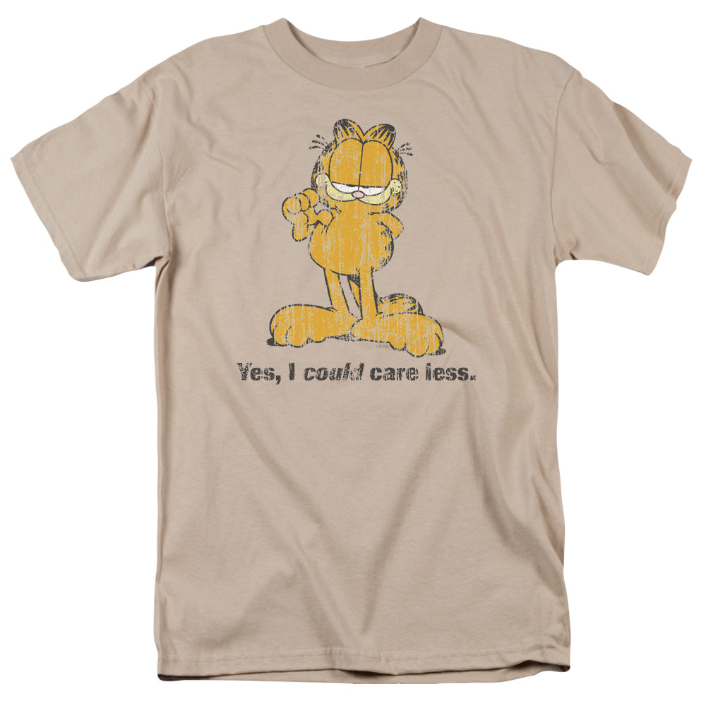 Garfield - Yes I Could Care Less - Short Sleeve Adult 18/1 - Sand T-shirt