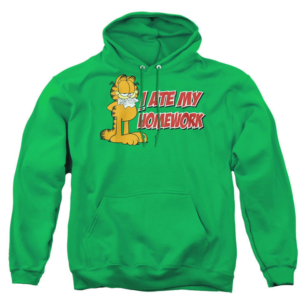 Garfield - I Ate My Homework - Adult Pull-over Hoodie - Kelly Green