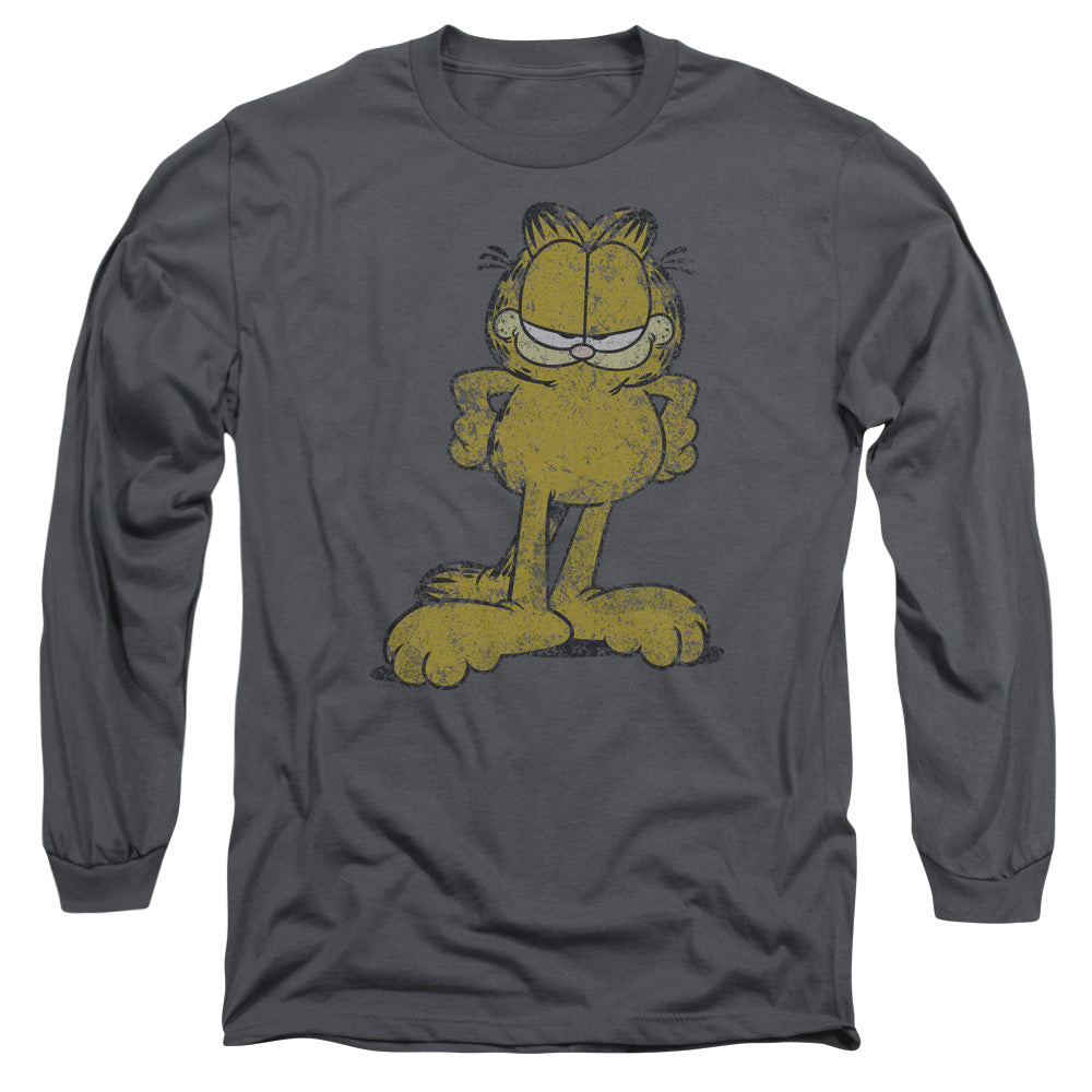Garfield - Big Ol Cat - Long Sleeve Adult 18/1 - Charcoal T-shirt