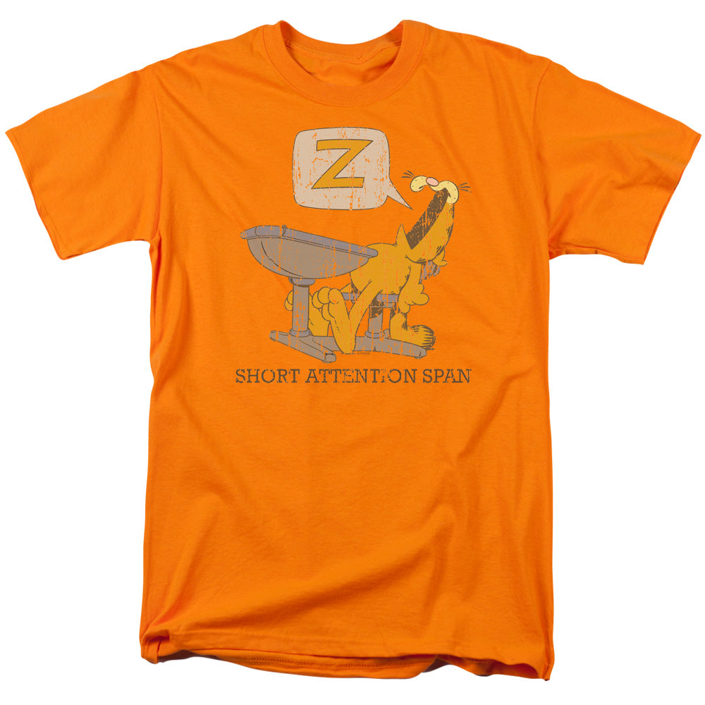 Garfield - Attention Span - Short Sleeve Adult 18/1 - Orange T-shirt