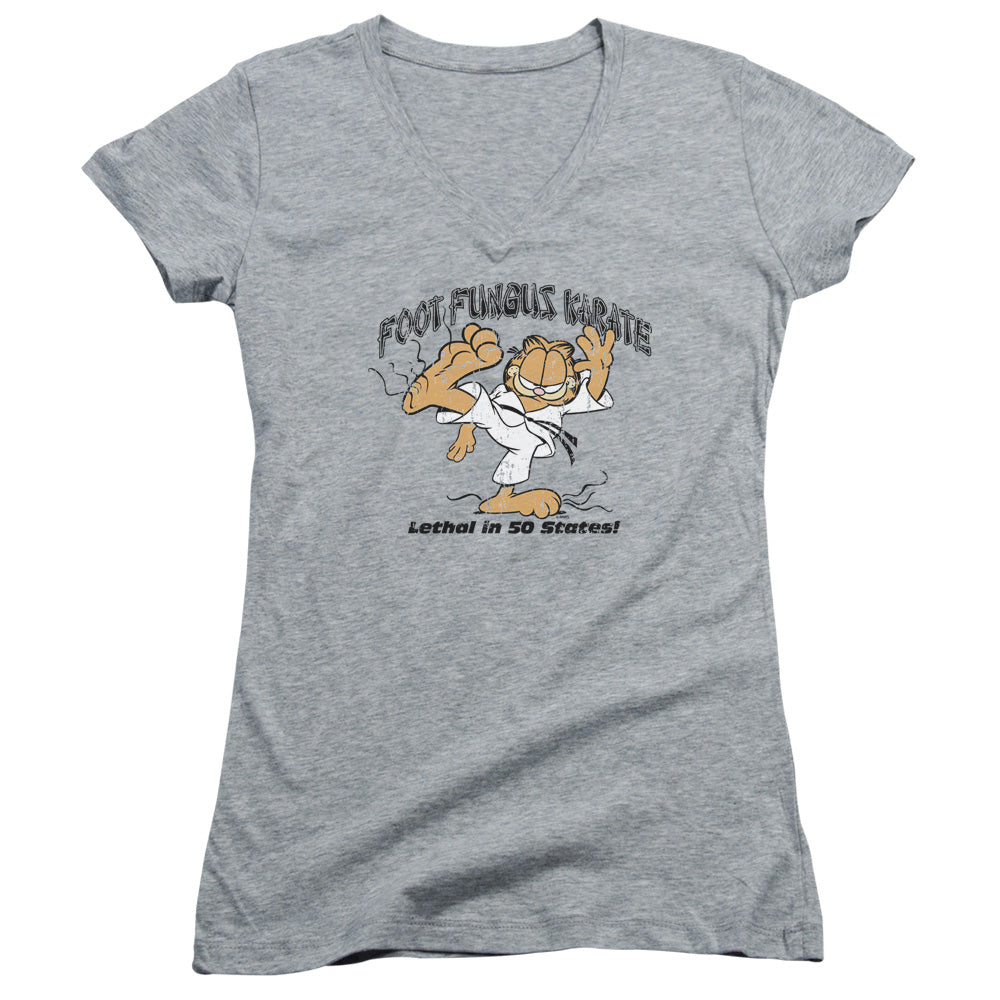 Garfield - Foot Fungus Karate - Junior V-neck - Athletic Heather