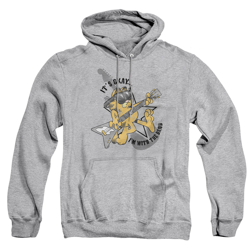 Garfield - I'm With The Band - Adult Pull-over Hoodie - Athletic Heather