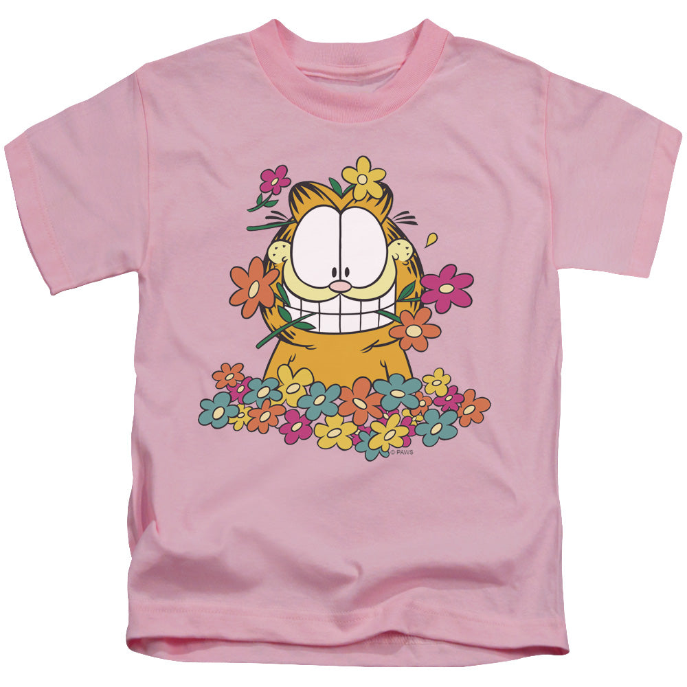Garfield - In The Garden - Short Sleeve Juvenile 18/1 - Pink T-shirt