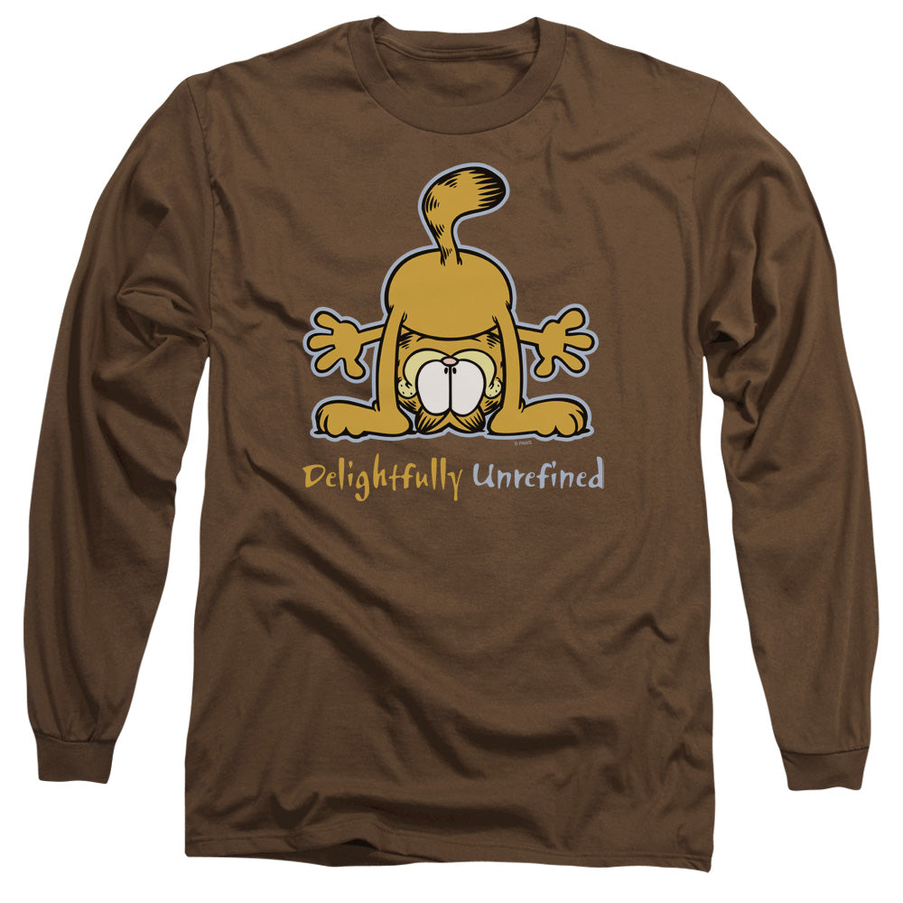 Garfield - Delightfully Unrefined - Long Sleeve Adult 18/1 - Coffee T-shirt