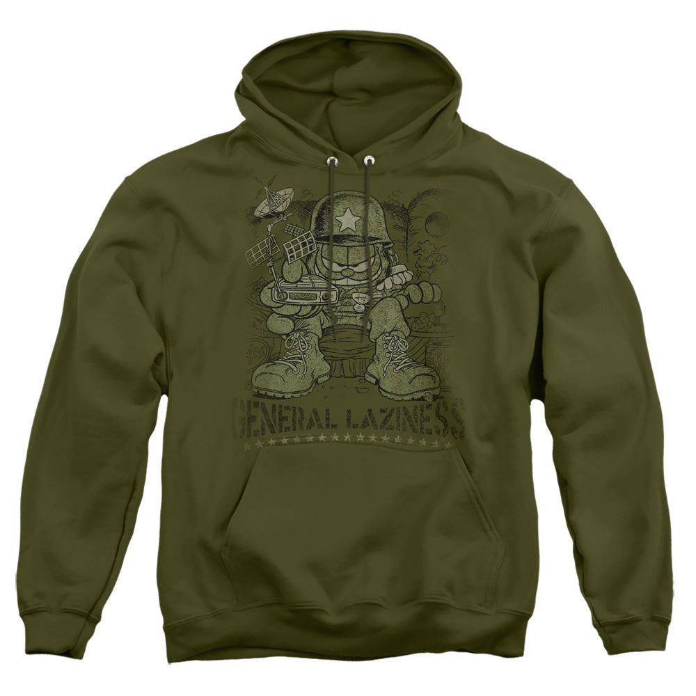 Garfield - General Laziness - Adult Pull-over Hoodie - Military Green