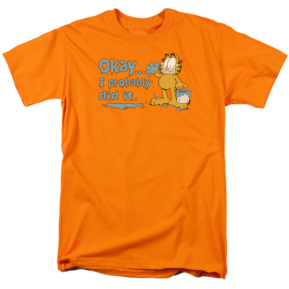 Garfield - I Probably Did It - Short Sleeve Adult 18/1 - Orange T-shirt