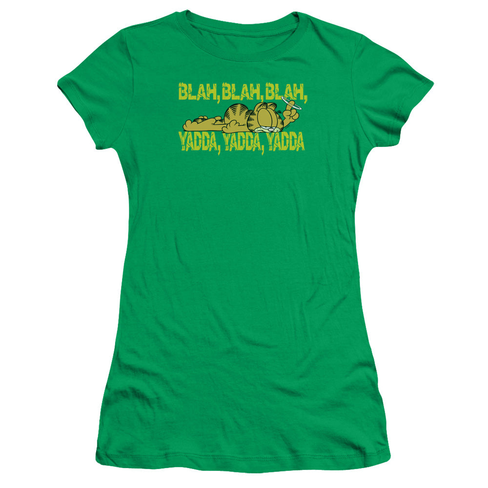 Garfield - Blah Blah Blah - Short Sleeve Junior Sheer - Kelly Green T-shirt