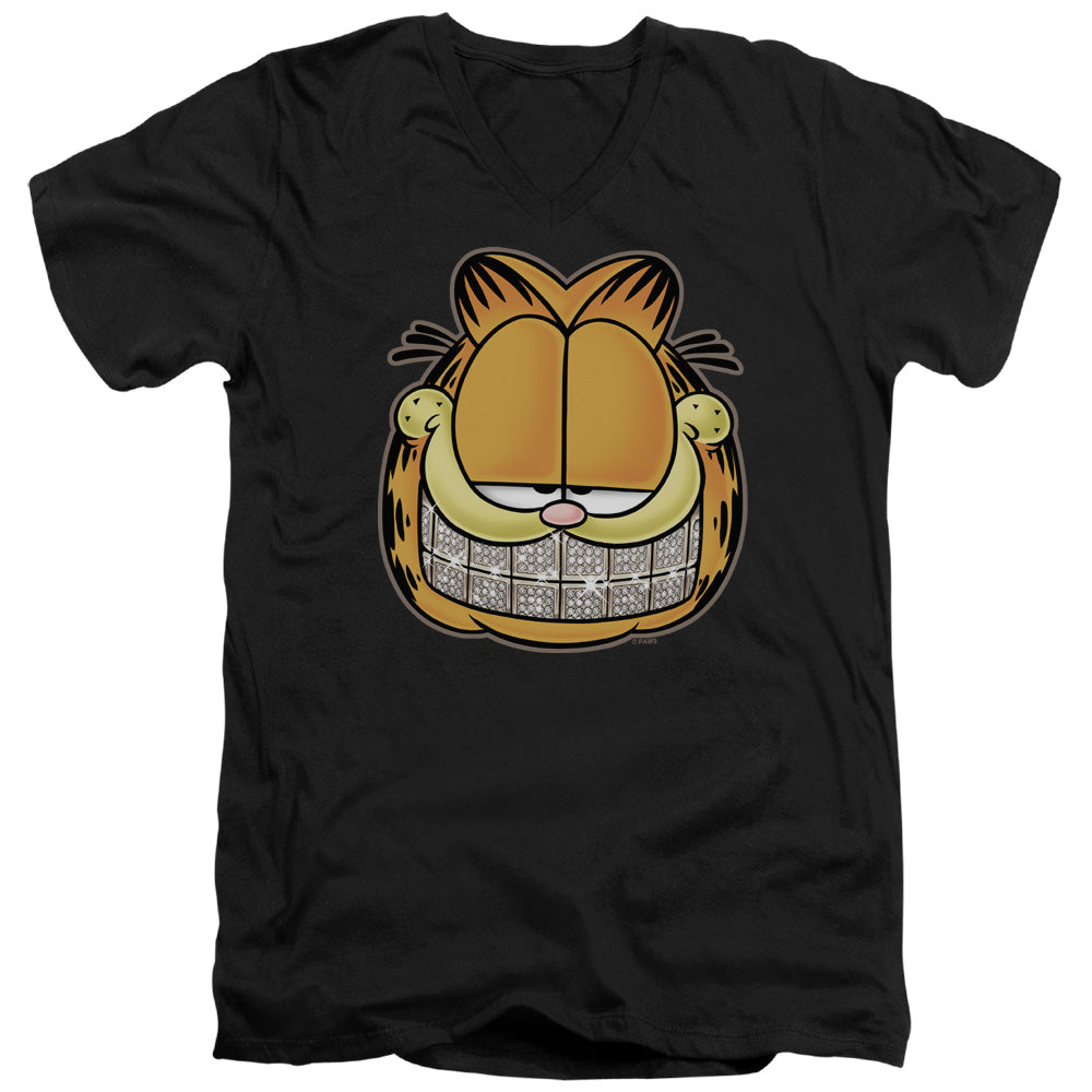 Garfield - Nice Grill - Short Sleeve Adult V-neck - Black T-shirt