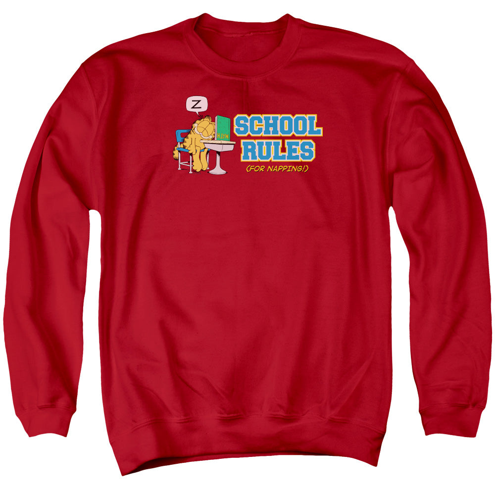 Garfield - School Rules - Adult Crewneck Sweatshirt - Red