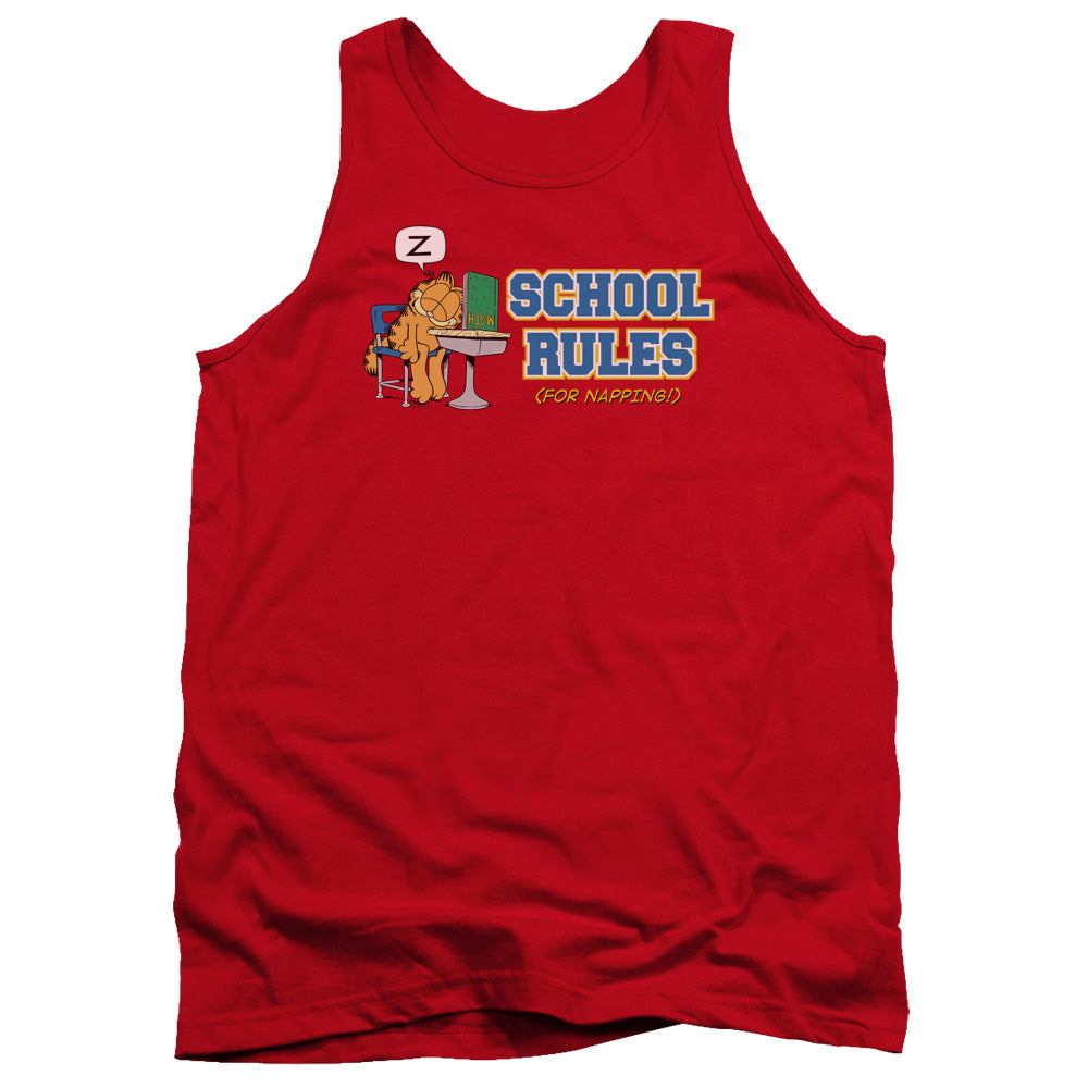 Garfield - School Rules - Adult Tank - Red