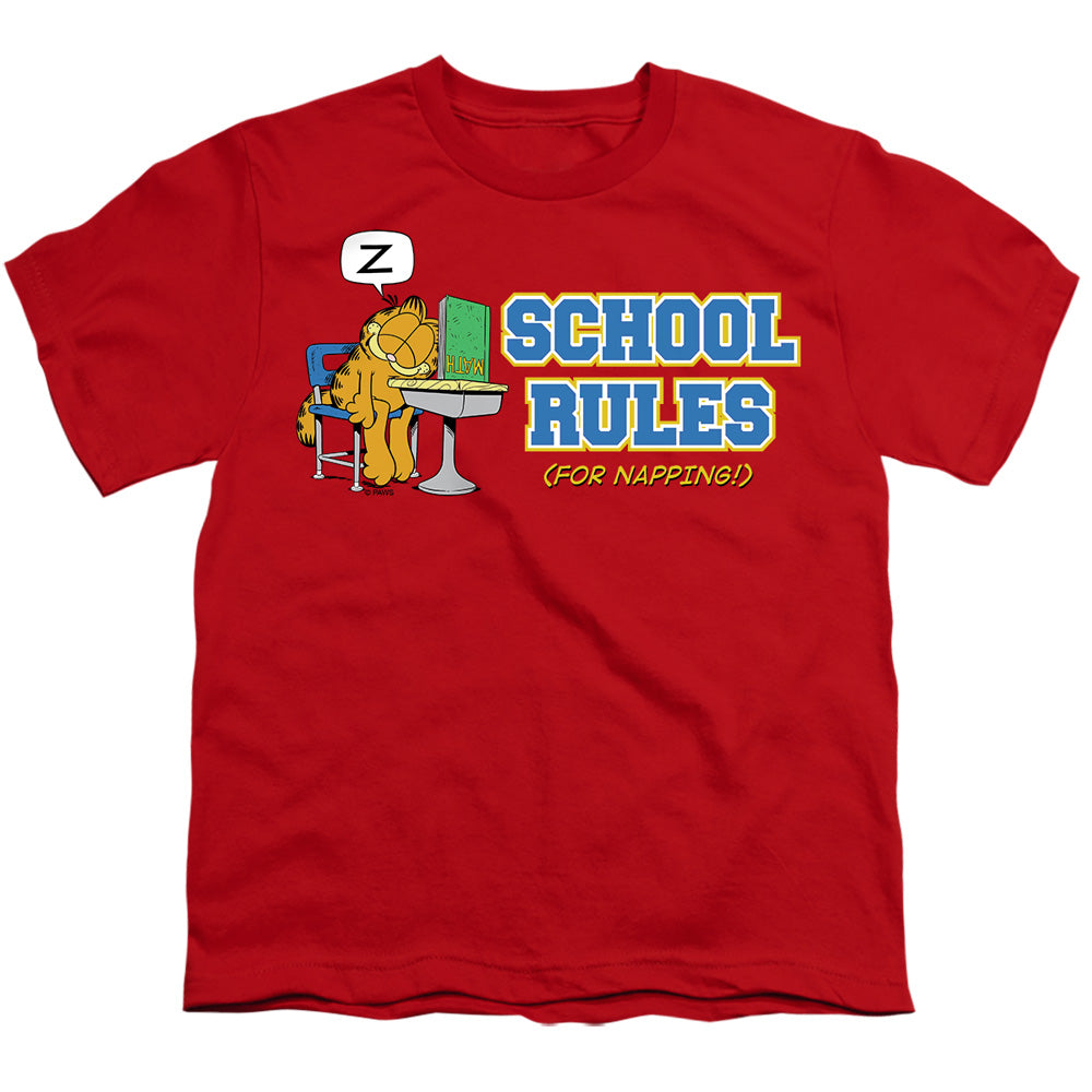 Garfield - School Rules - Short Sleeve Youth 18/1 - Red T-shirt