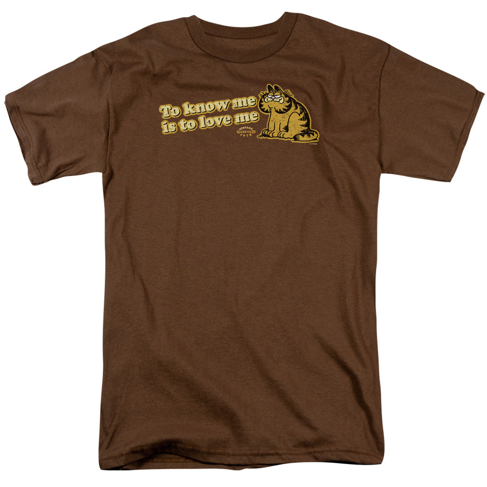 Garfield - To Know Me Is To Love Me - Short Sleeve Adult 18/1 - Coffee T-shirt