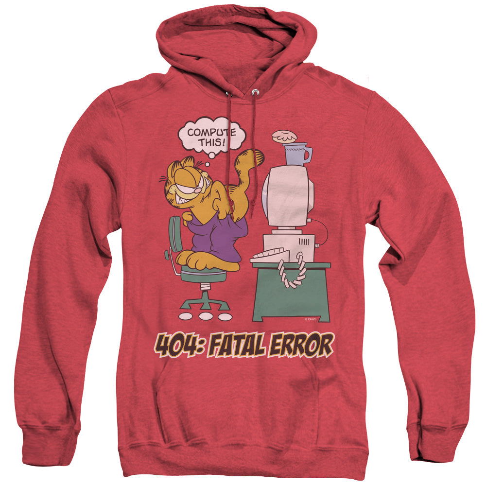 Garfield - Compute This - Adult Heather Hoodie - Red
