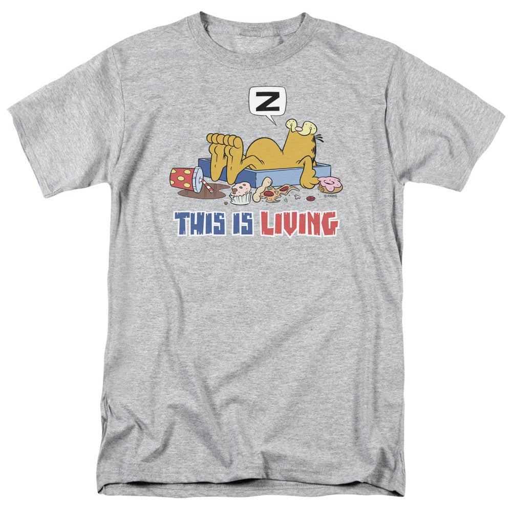 Garfield - This Is Living - Short Sleeve Adult 18/1 - Athletic Heather T-shirt