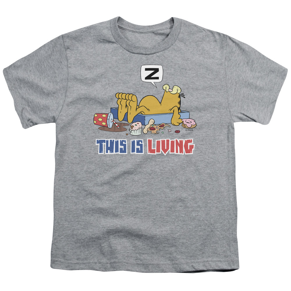 Garfield - This Is Living - Short Sleeve Youth 18/1 - Athletic Heather T-shirt