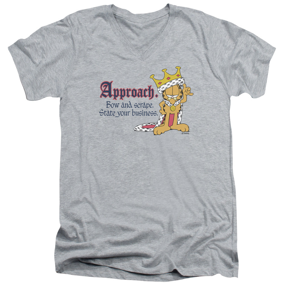 Garfield - State Your Business - Short Sleeve Adult V-neck - Athletic Heather T-shirt