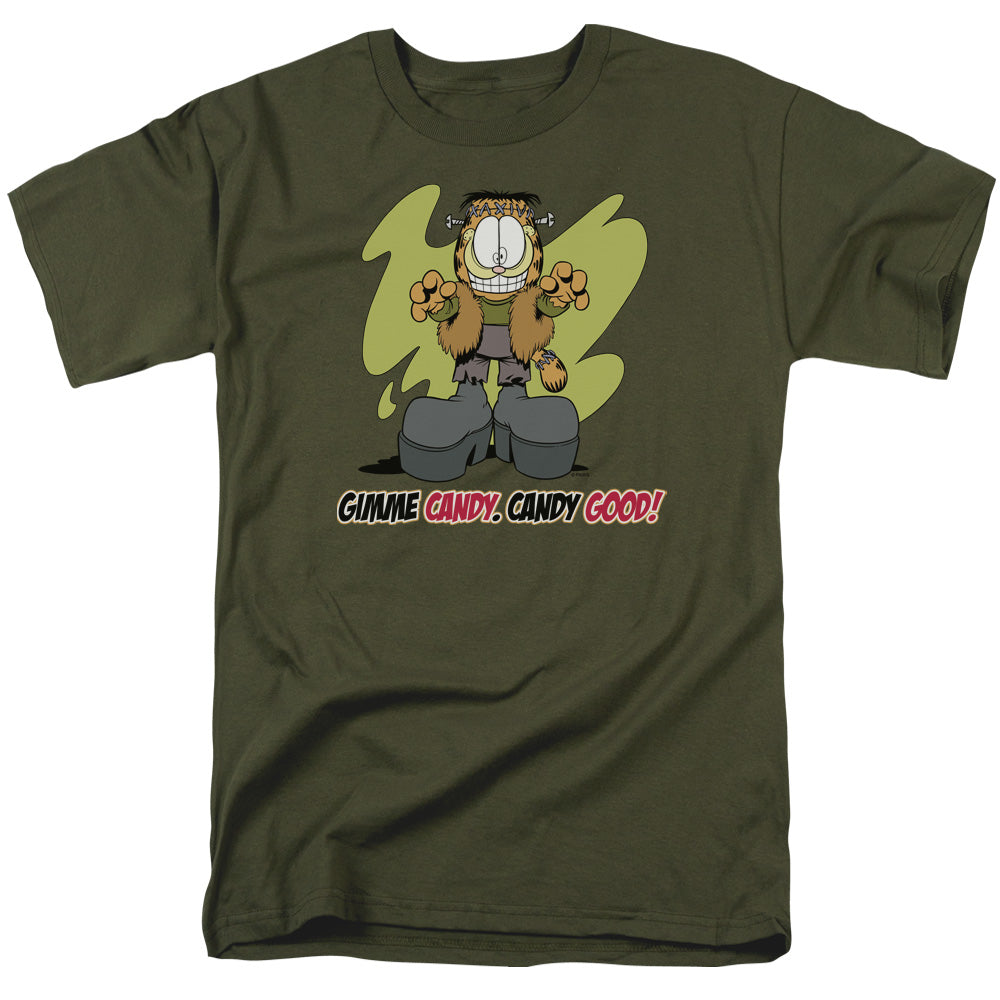 Garfield - Candy Good - Short Sleeve Adult 18/1 - Military Green T-shirt