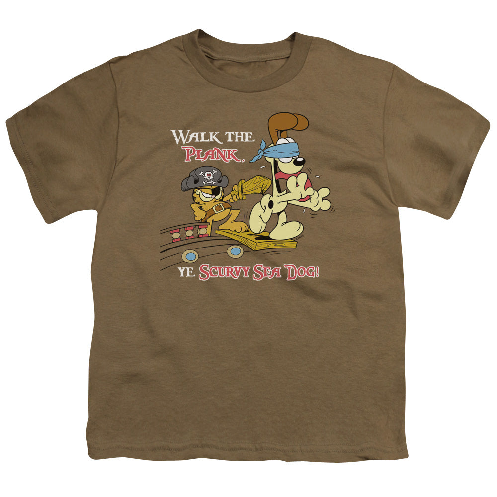 Garfield - Walk The Plank - Short Sleeve Youth 18/1 - Safari Green T-shirt