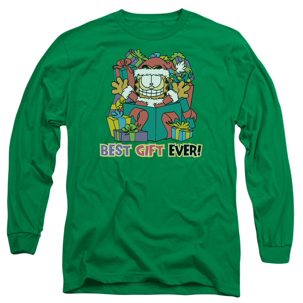 Garfield - Best Gift Ever - Long Sleeve Adult 18/1 - Kelly Green T-shirt