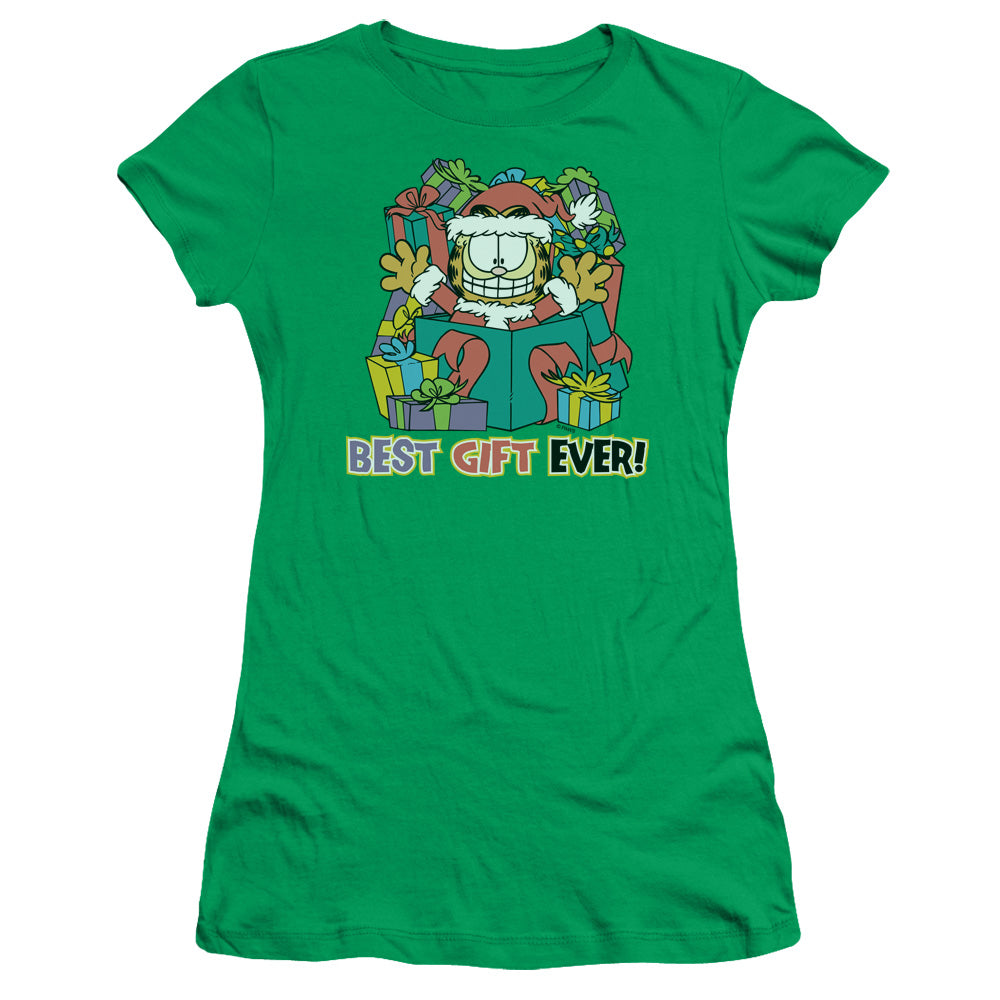 Garfield - Best Gift Ever - Short Sleeve Junior Sheer - Kelly Green T-shirt