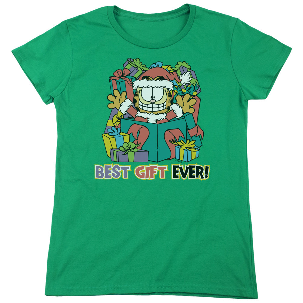 Garfield - Best Gift Ever - Short Sleeve Womens Tee - Kelly Green T-shirt
