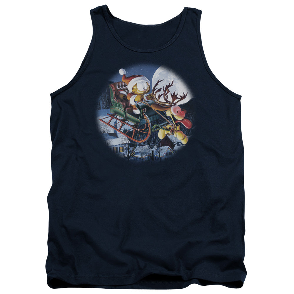 Garfield - Moonlight Ride - Adult Tank - Navy