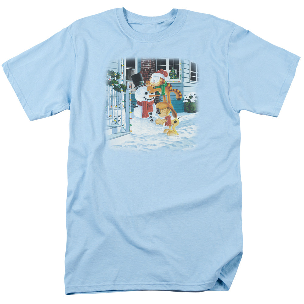Garfield - Snow Fun - Short Sleeve Adult 18/1 - Light Blue T-shirt