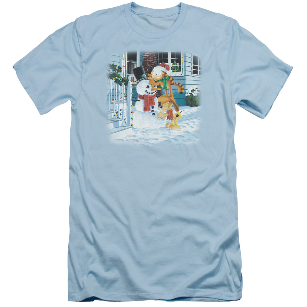Garfield - Snow Fun - Short Sleeve Adult 30/1 - Light Blue T-shirt