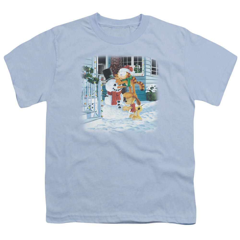 Garfield - Snow Fun - Short Sleeve Youth 18/1 - Light Blue T-shirt