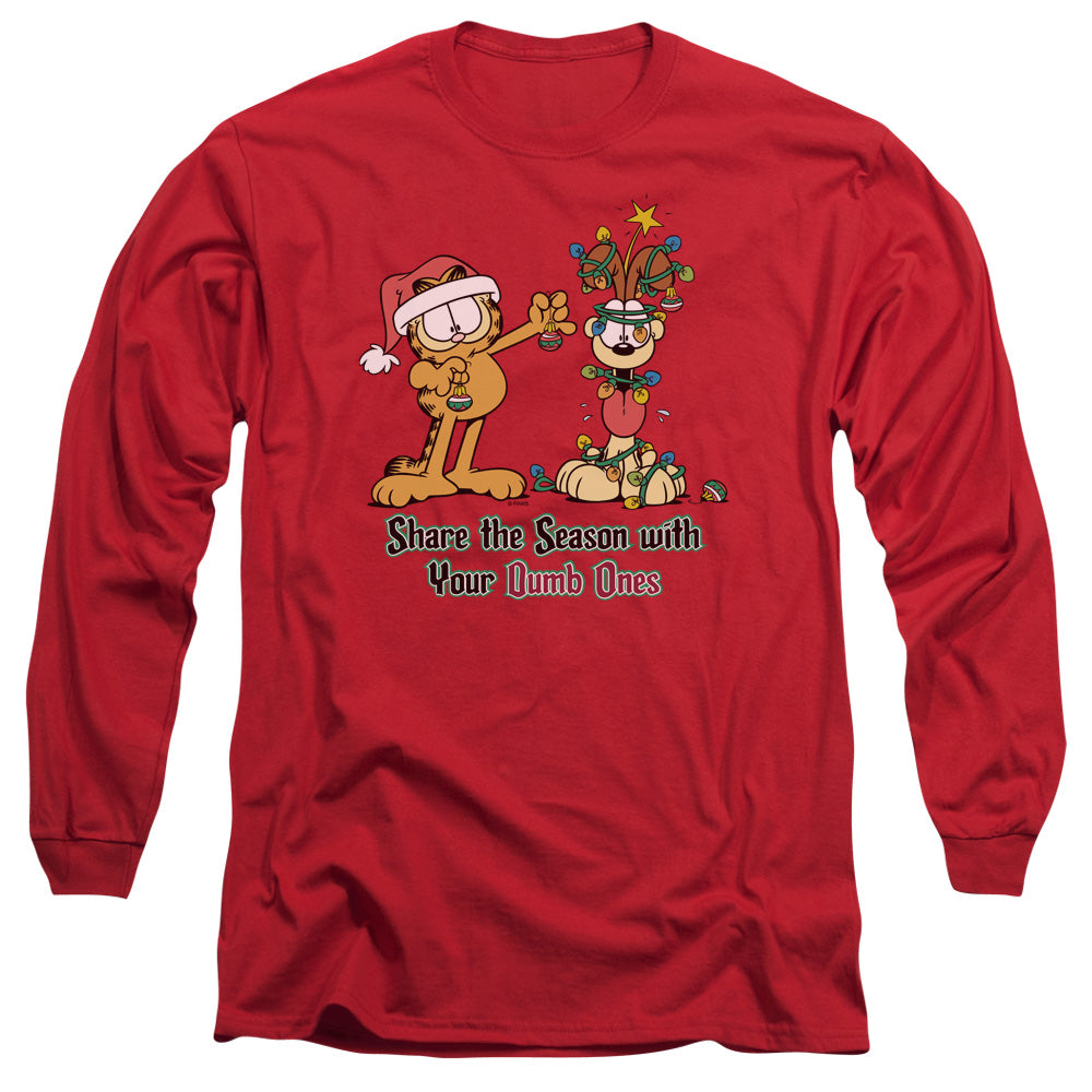 Garfield - Share The Season - Long Sleeve Adult 18/1 - Red T-shirt