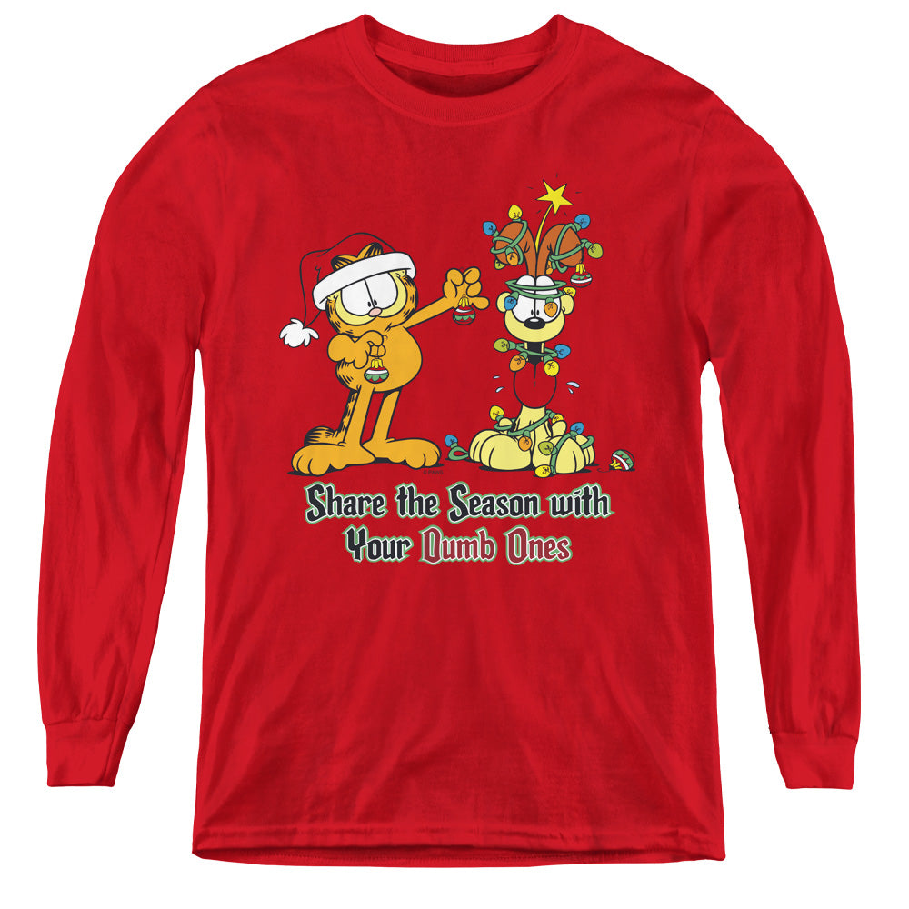 Garfield - Share The Season - Youth Long Sleeve Tee - Red