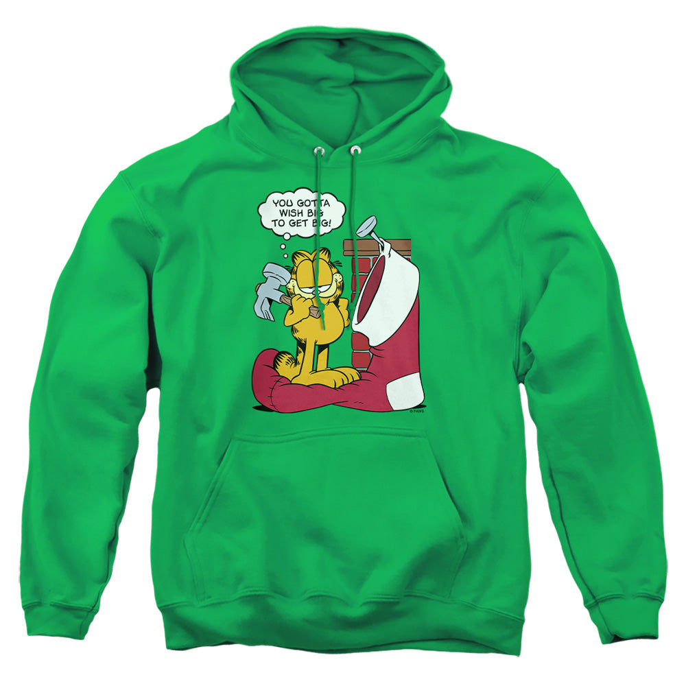 Garfield - Wish Big - Adult Pull-over Hoodie - Kelly Green