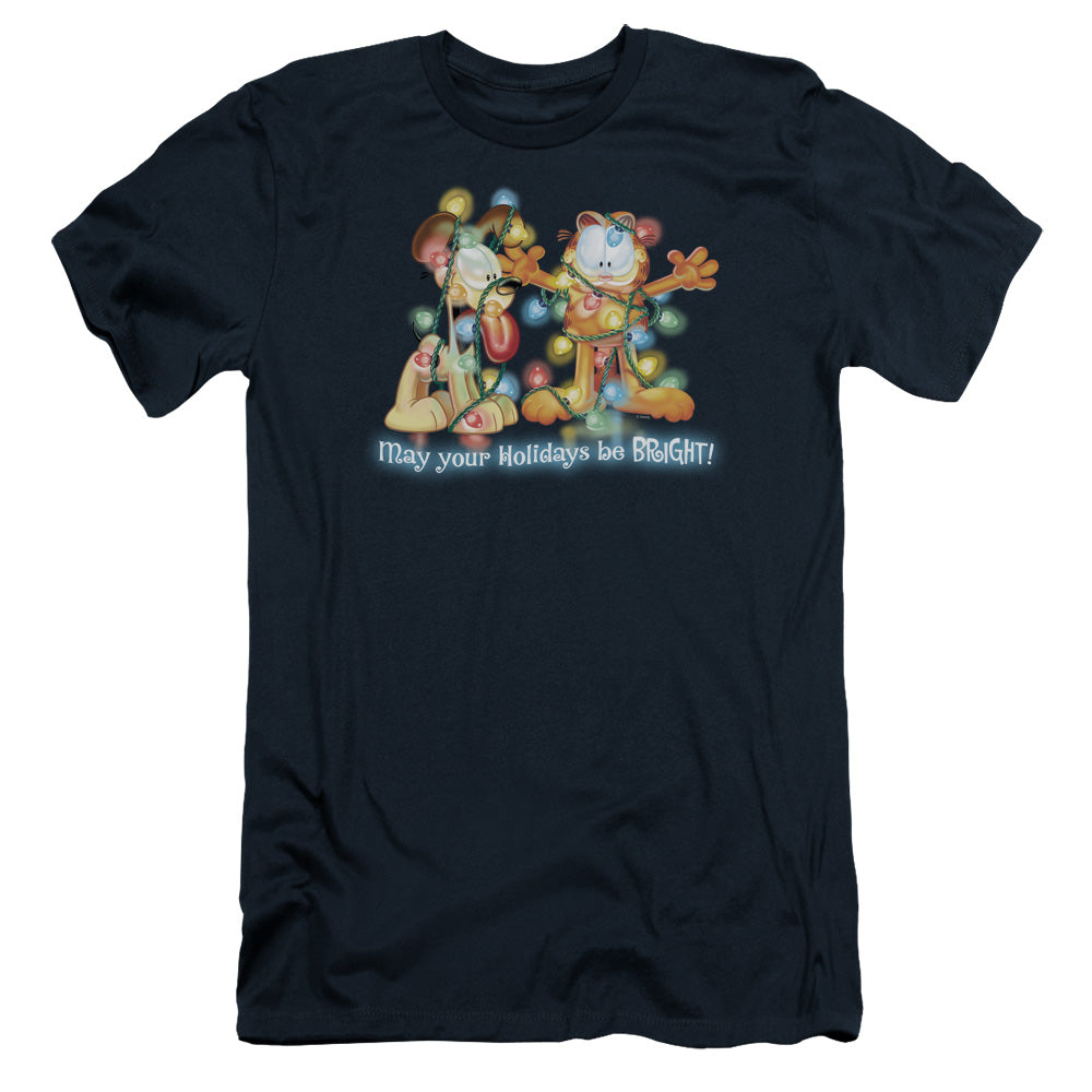 Garfield - Bright Holidays - Short Sleeve Adult 30/1 - Navy T-shirt