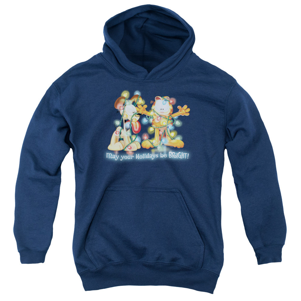 Garfield - Bright Holidays - Youth Pull-over Hoodie - Navy