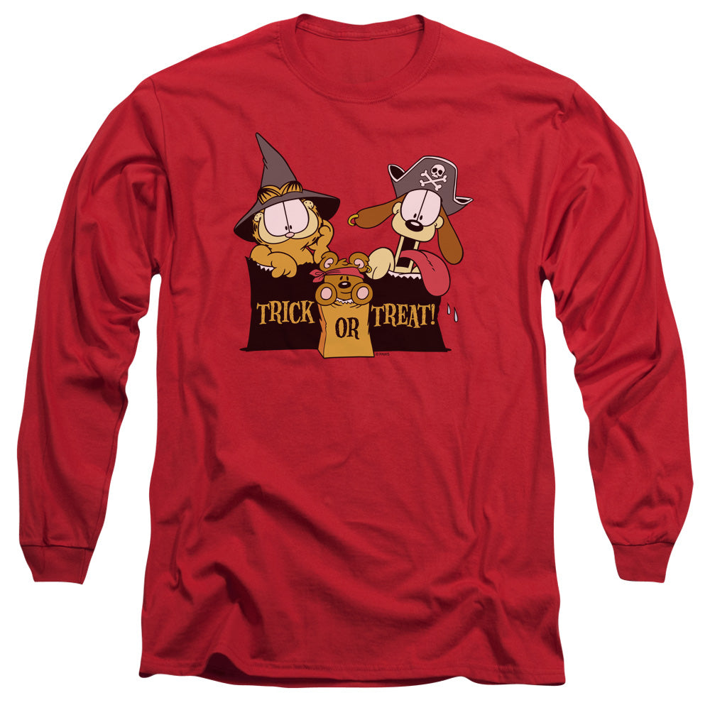 Garfield - Trick Or Treat - Long Sleeve Adult 18/1 - Red T-shirt