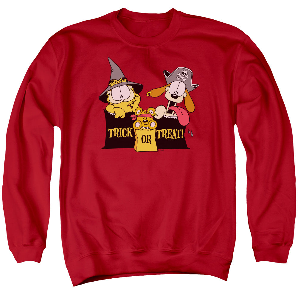 Garfield - Trick Or Treat - Adult Crewneck Sweatshirt - Red