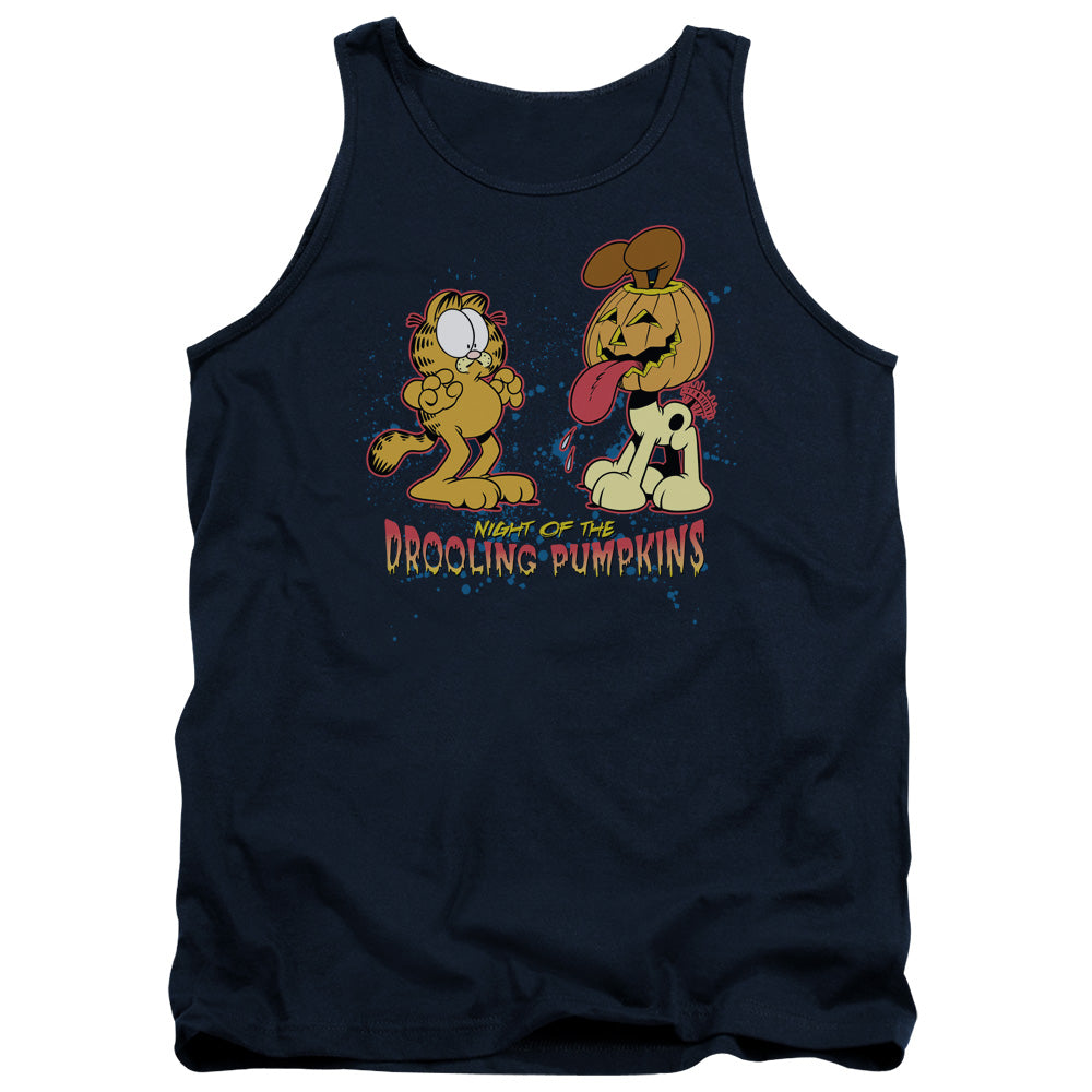 Garfield - Drooling Pumpkins - Adult Tank - Navy