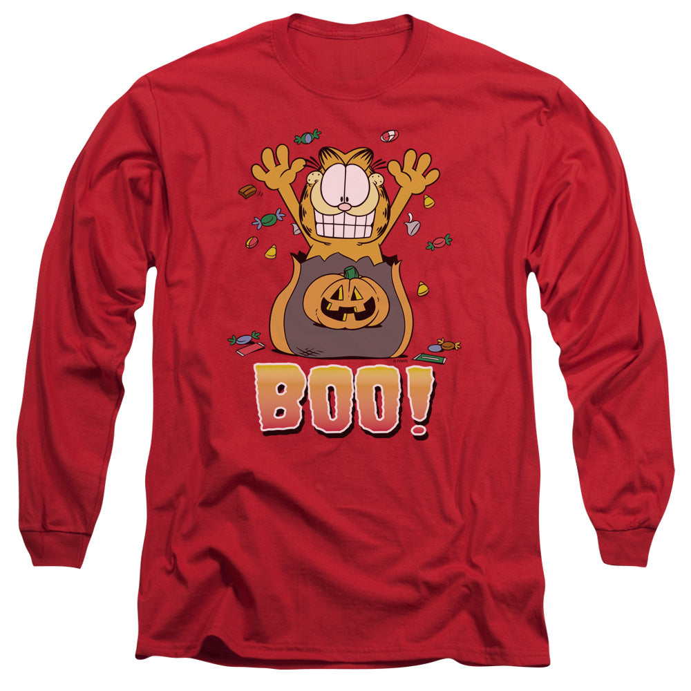 Garfield - Boo! - Long Sleeve Adult 18/1 - Red T-shirt