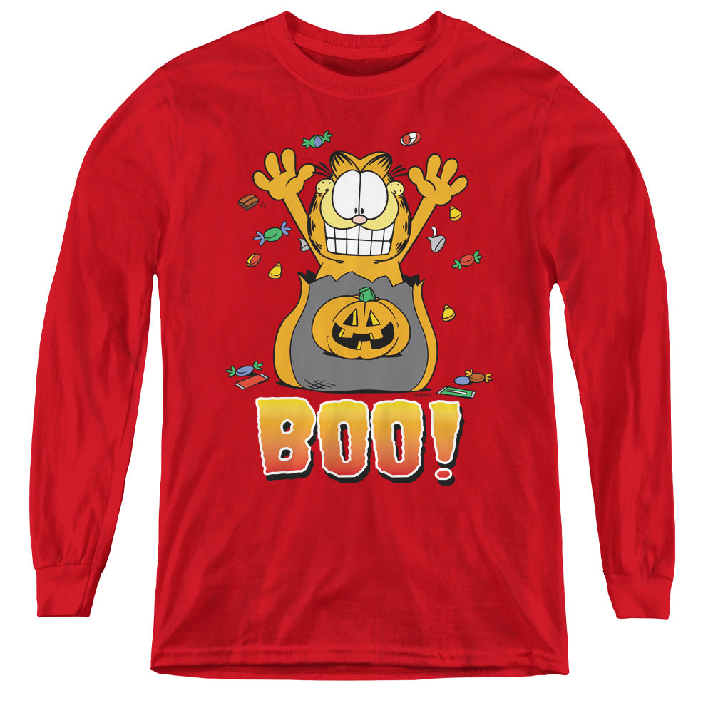 Garfield - Boo! - Youth Long Sleeve Tee - Red