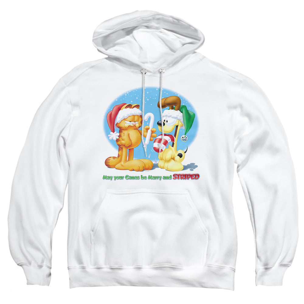 Garfield - Merry And Striped - Adult Pull-over Hoodie - White