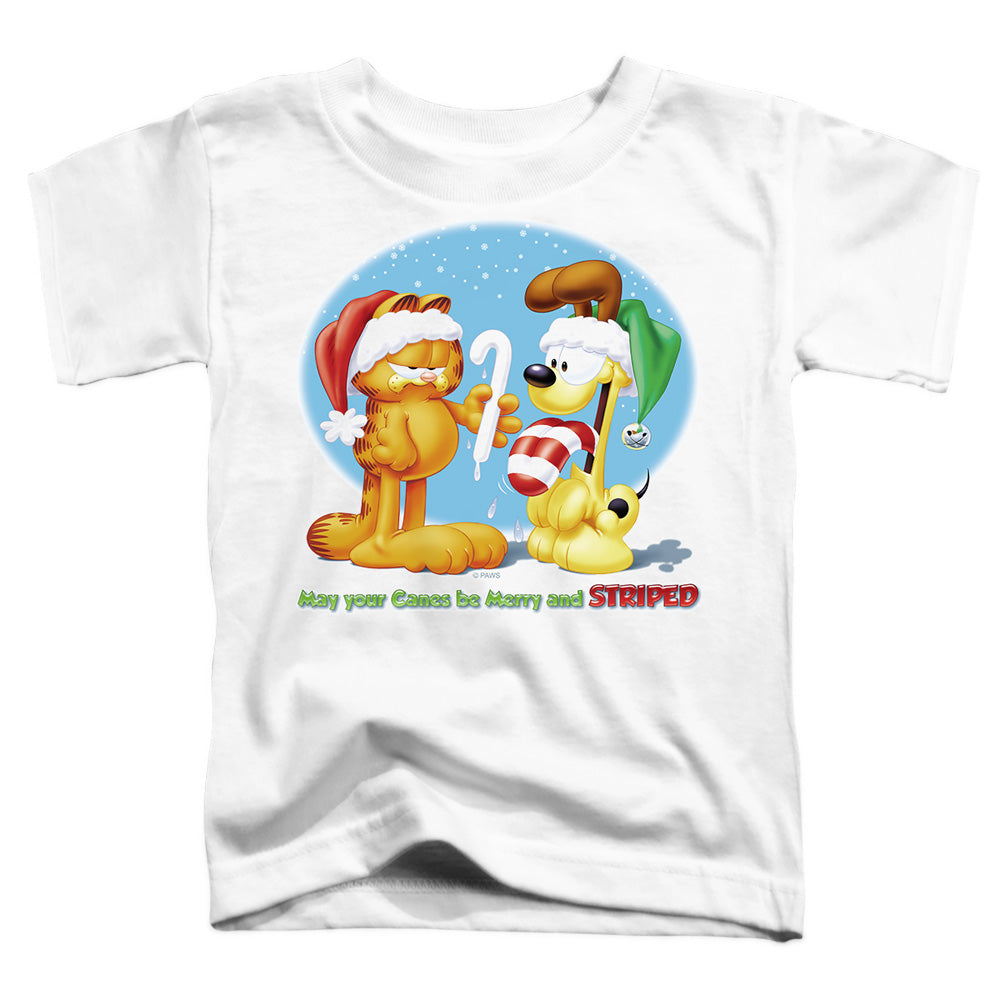 Garfield - Merry And Striped - Short Sleeve Toddler Tee - White T-shirt