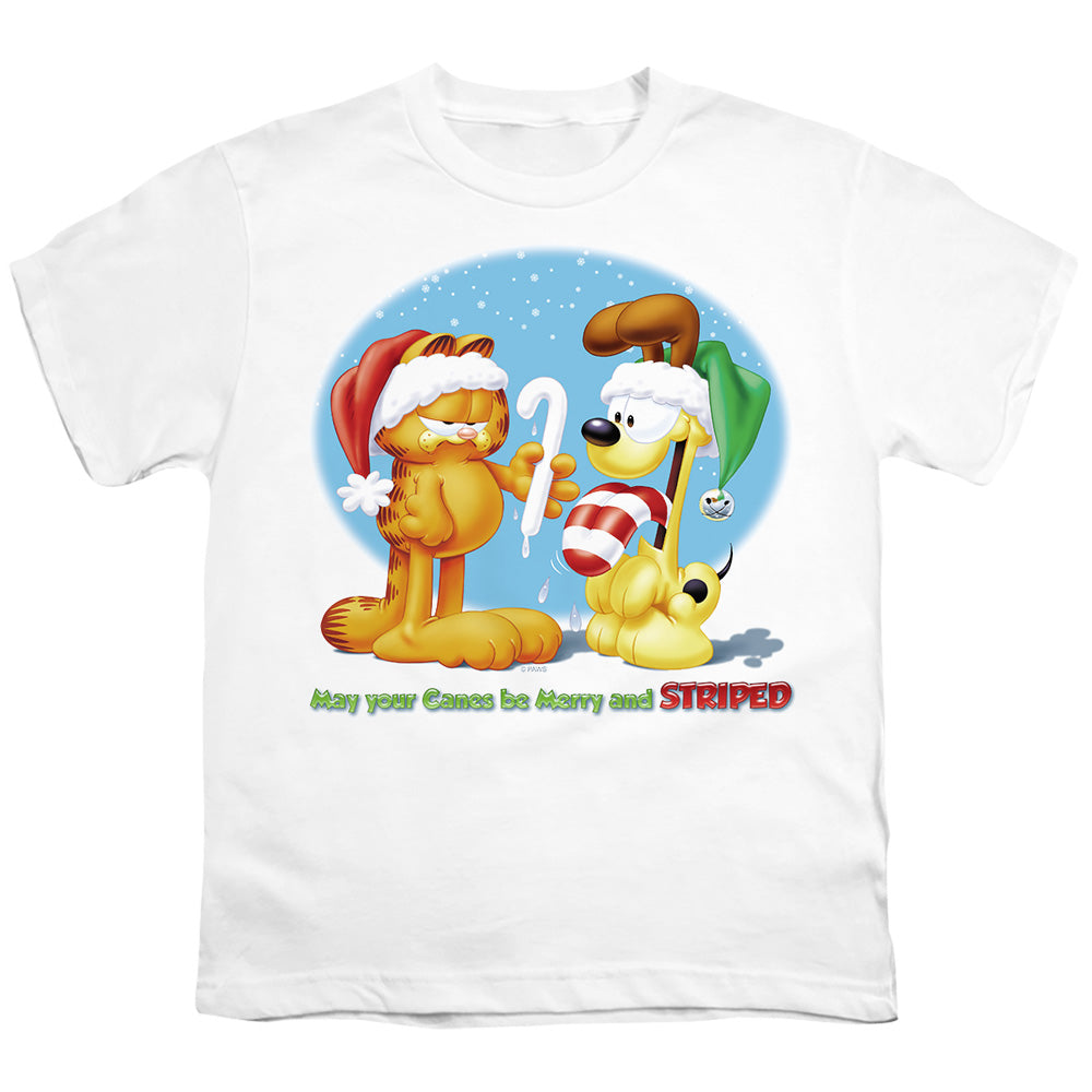 Garfield - Merry And Striped - Short Sleeve Youth 18/1 - White T-shirt