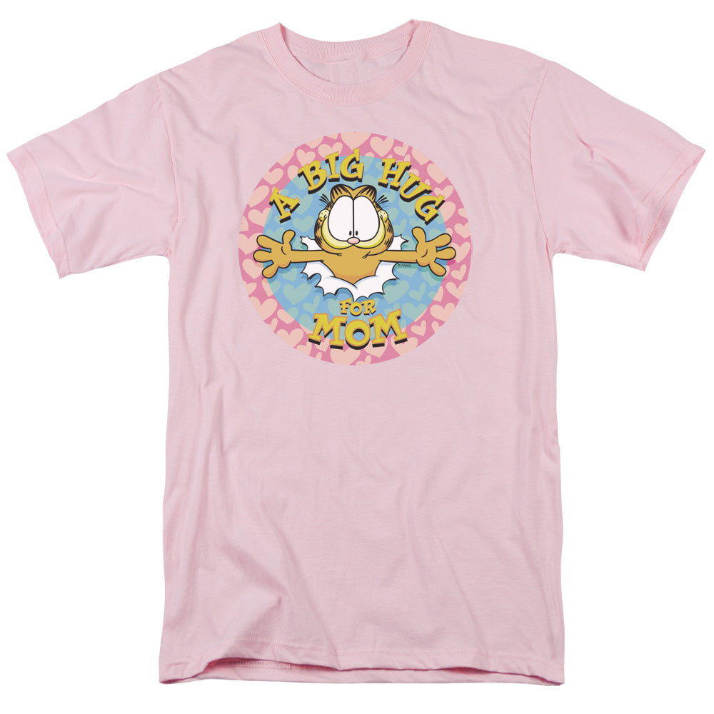 Garfield - A Big Hug For Mom - Short Sleeve Adult 18/1 - Pink T-shirt