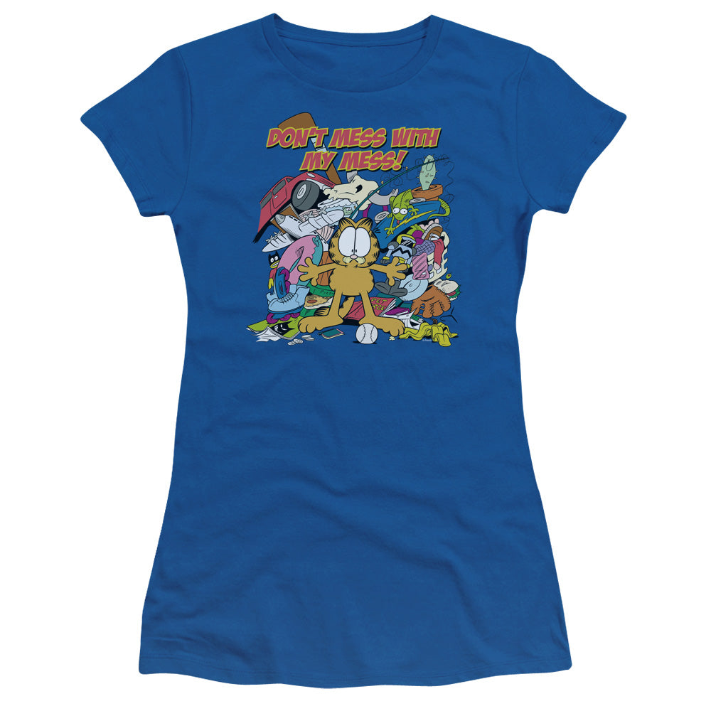 Garfield - My Mess - Short Sleeve Junior Sheer - Royal Blue T-shirt