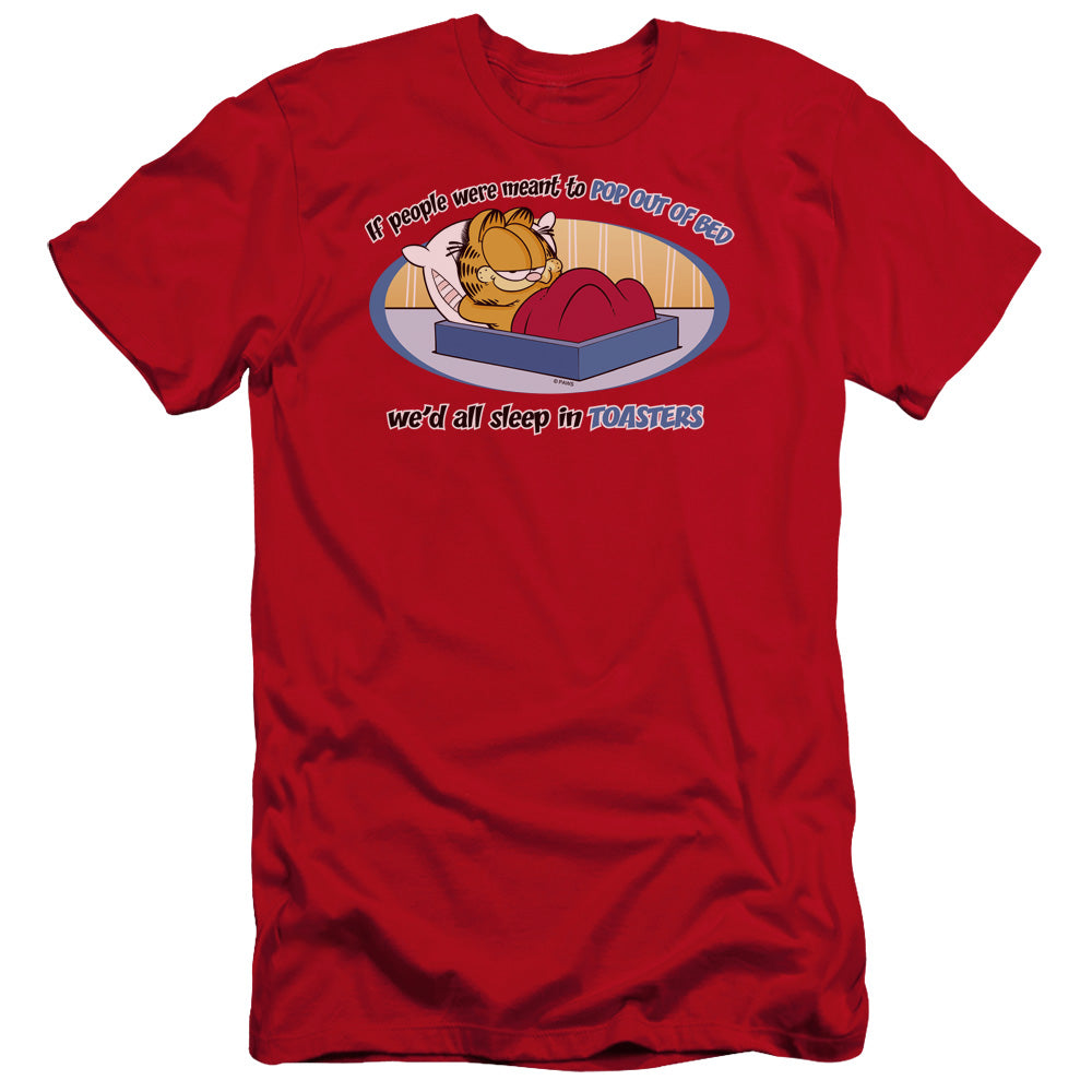 Garfield - Pop Out Of Bed-premuim Canvas Adult Slim Fit 30/1 - Red