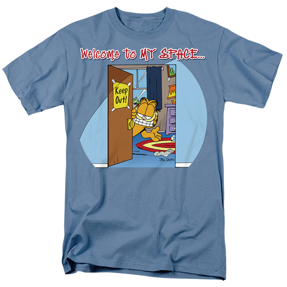 Garfield - Welcome To Myspace - Short Sleeve Adult 18/1 - Carolina Blue T-shirt
