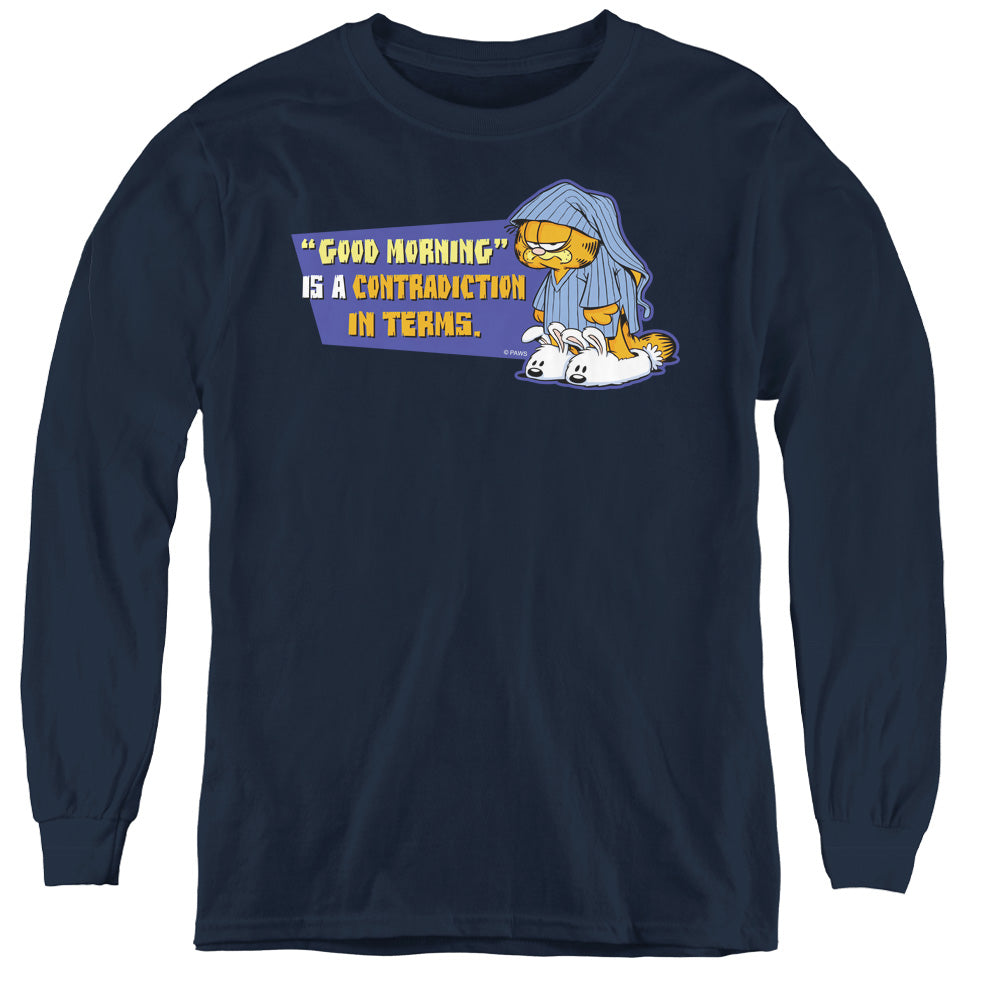 Garfield - Contradicition In Terms - Youth Long Sleeve Tee - Navy