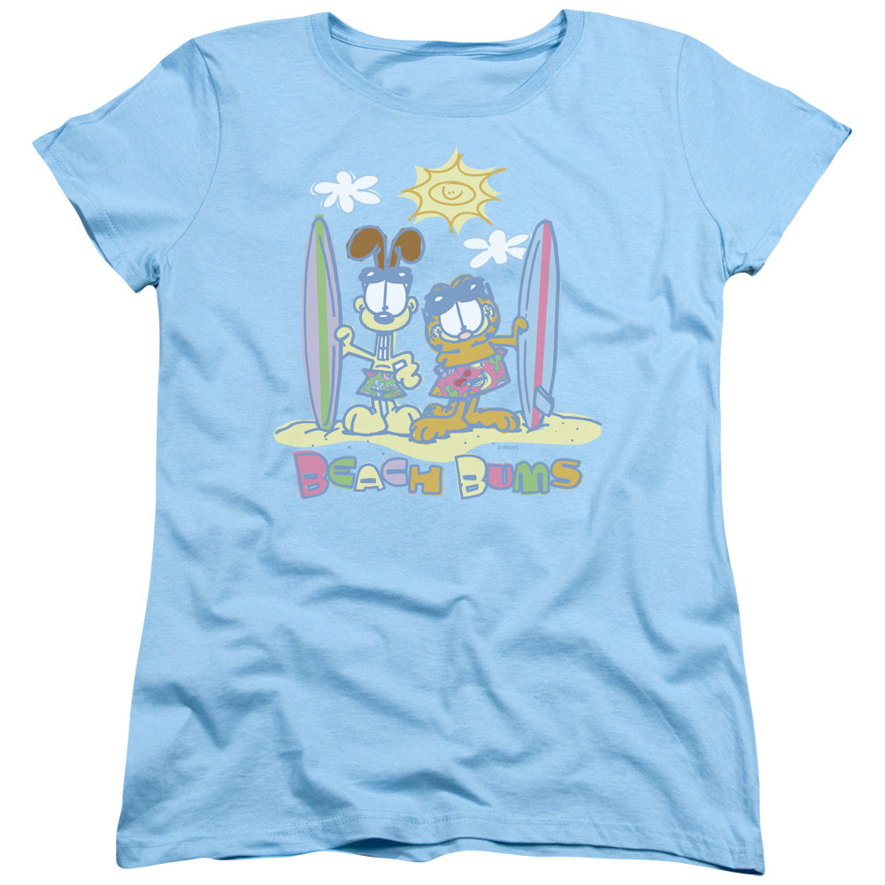 Garfield - Beach Bums - Short Sleeve Womens Tee - Light Blue T-shirt
