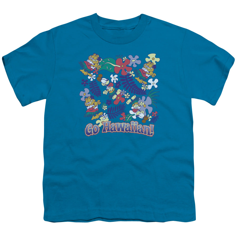 Garfield - Go Hawaiian - Short Sleeve Youth 18/1 - Turquoise T-shirt